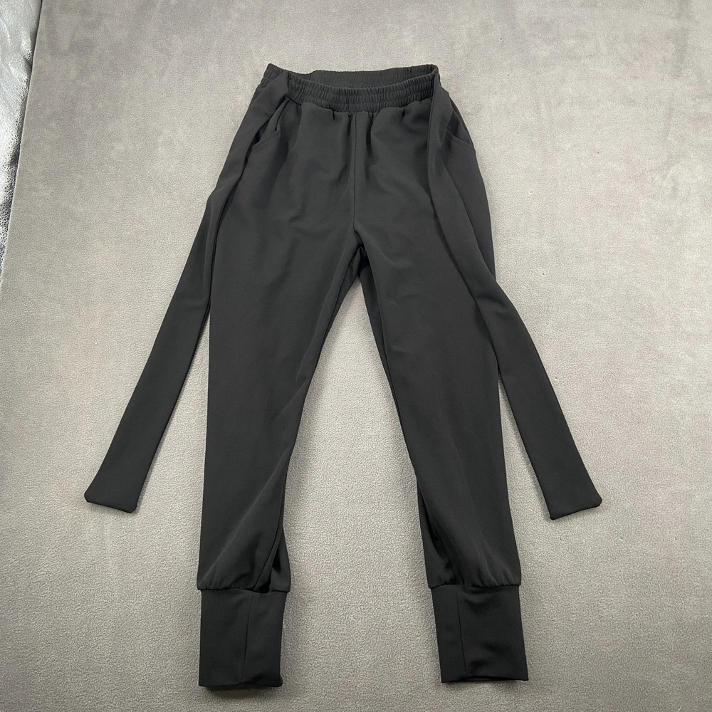 Womens Pants Small Black Casual‎ High Rise Tapered Leg Elastic Waist Streetwear